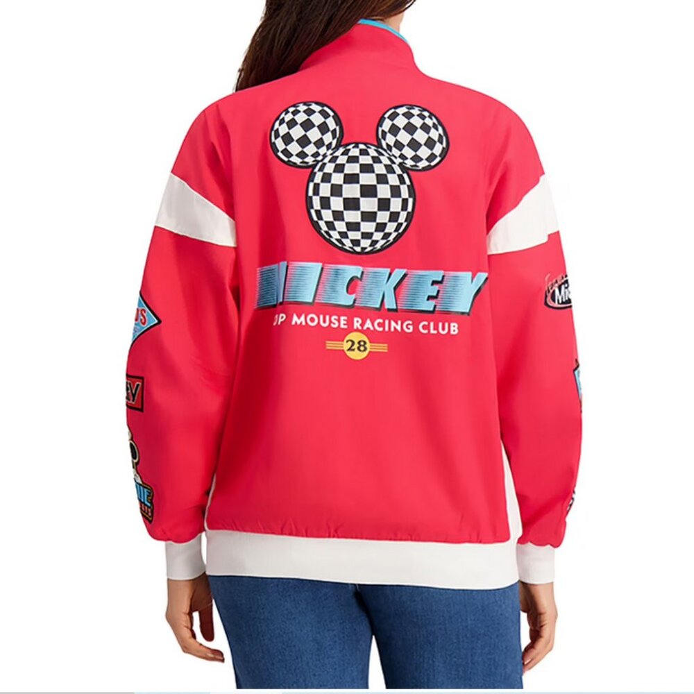 Women’s Red Character Patch Moto Jacket – Size Medium – Relaxed Fit – New - Picture 2 of 14